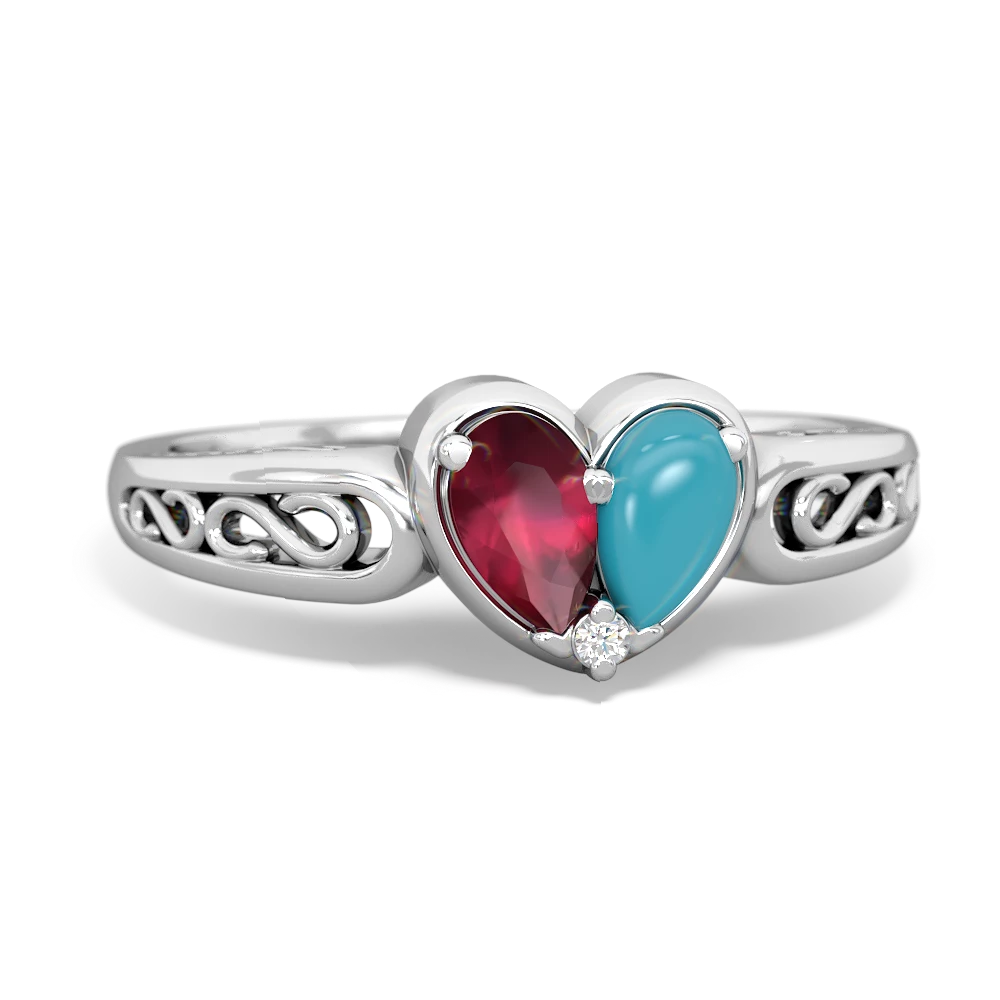 Ruby Filligree 'One Heart' 14K White Gold ring R5070