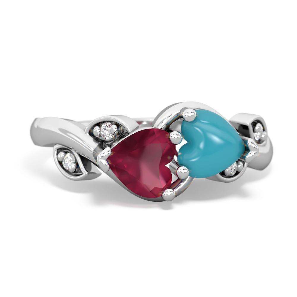 Ruby Floral Elegance 14K White Gold ring R5790