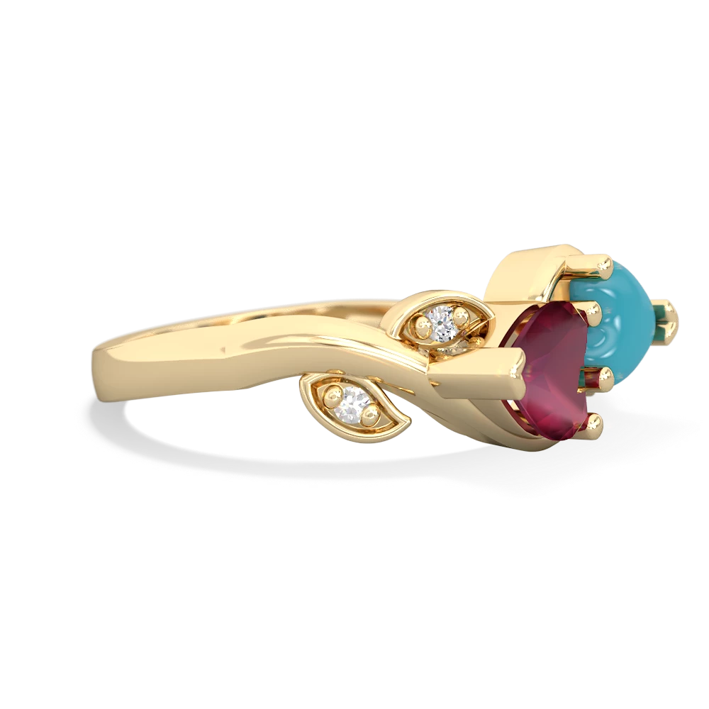 Ruby Floral Elegance 14K Yellow Gold ring R5790