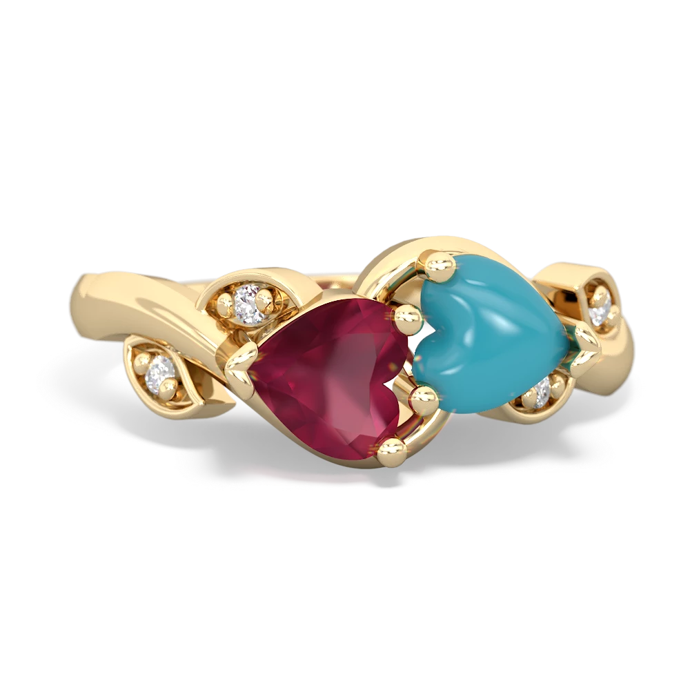 Ruby Floral Elegance 14K Yellow Gold ring R5790