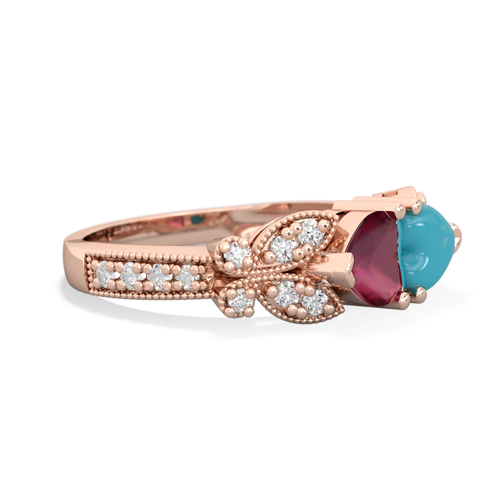 Ruby Diamond Butterflies 14K Rose Gold ring R5601