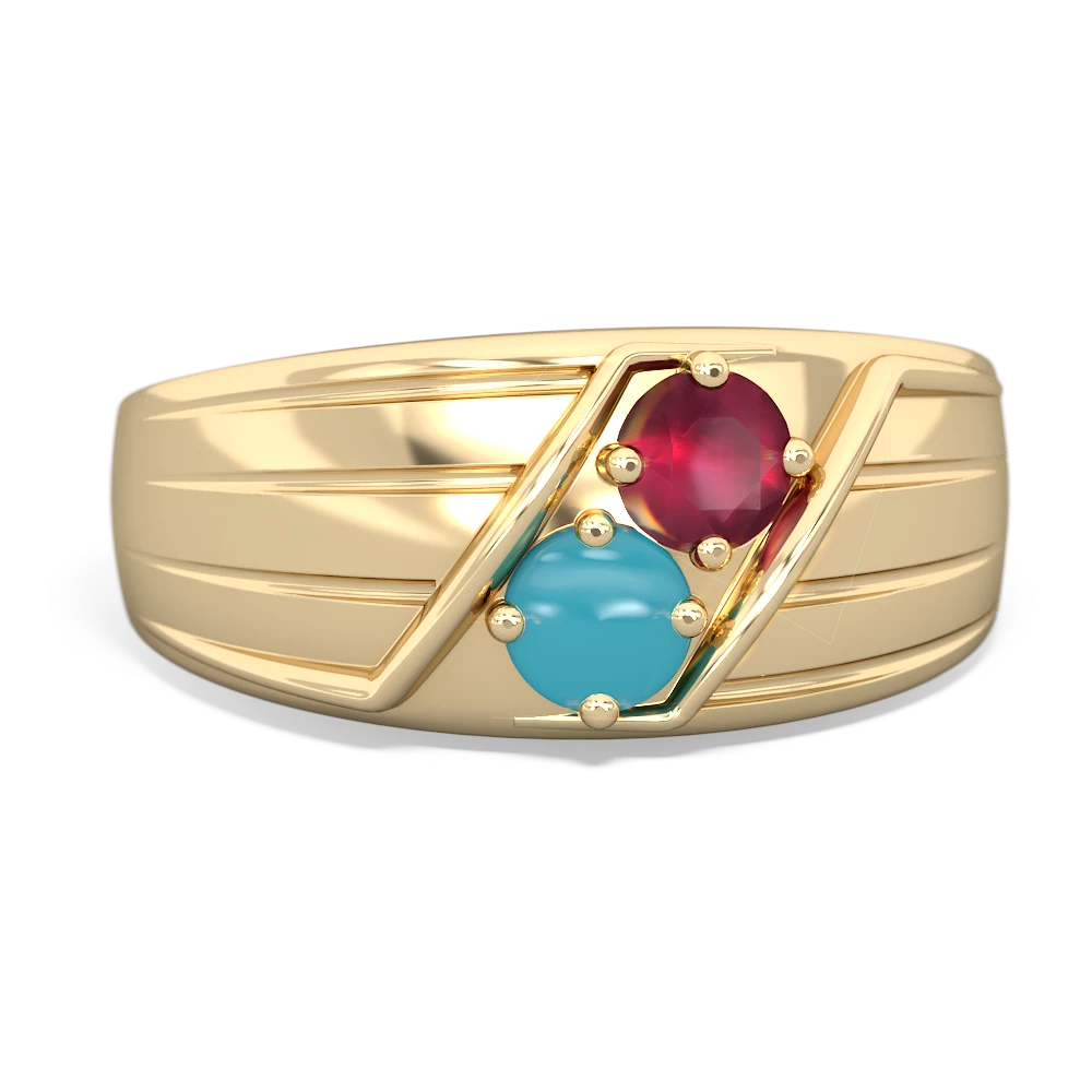 Ruby Men's Streamline 14K Yellow Gold ring R0460