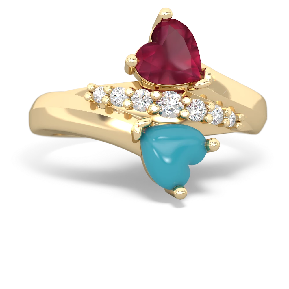 Ruby Heart To Heart 14K Yellow Gold ring R2064