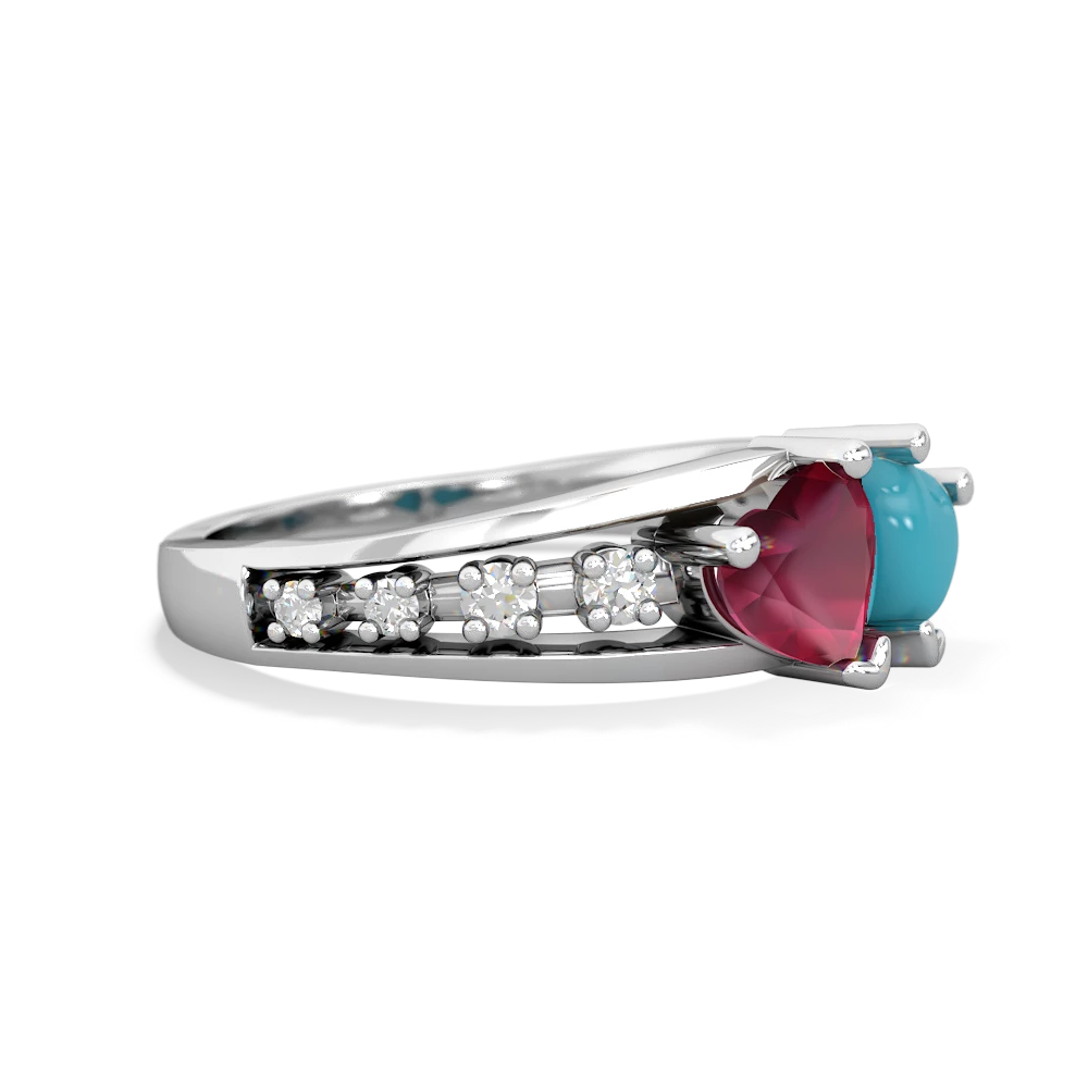 Ruby Heart To Heart 14K White Gold ring R3342