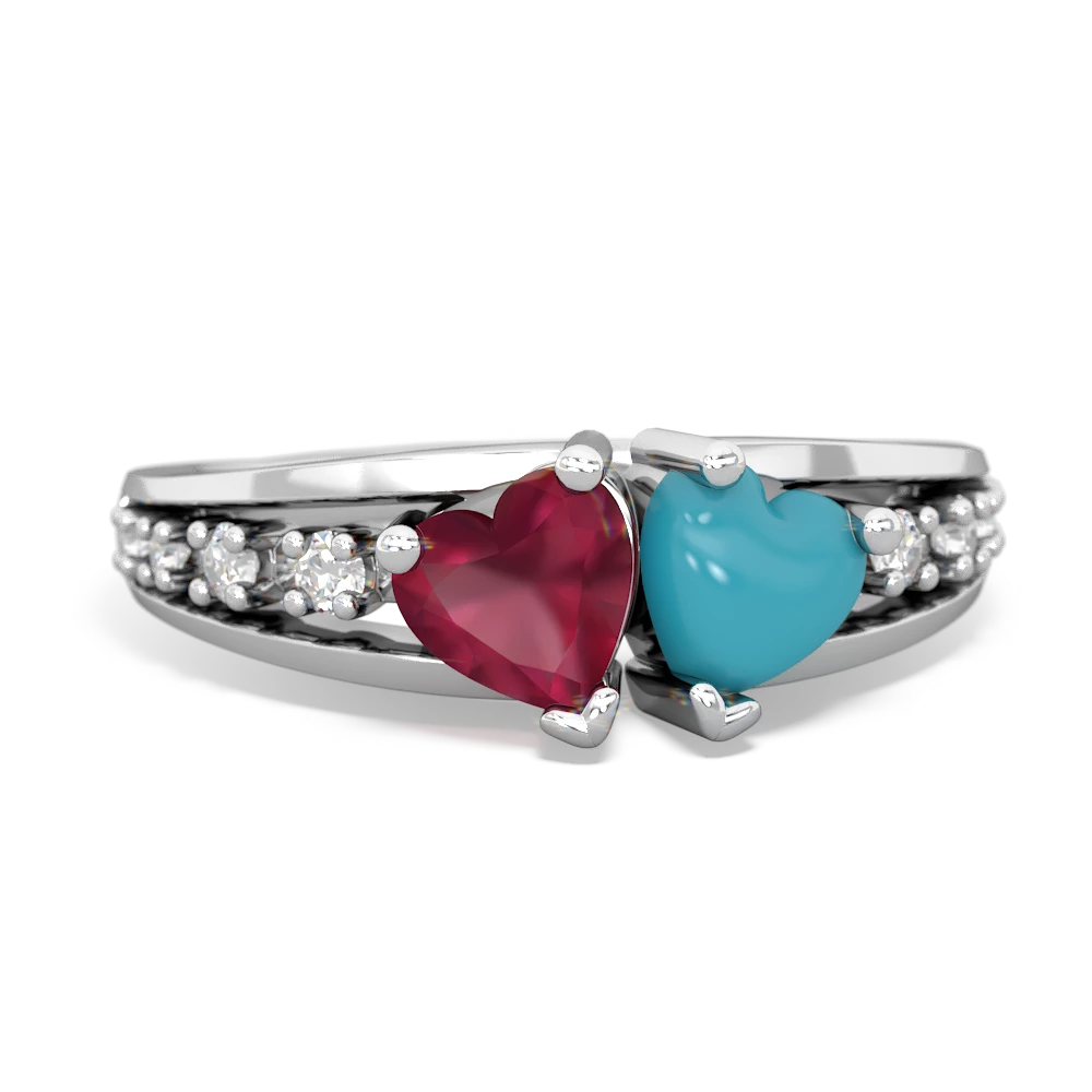 Ruby Heart To Heart 14K White Gold ring R3342