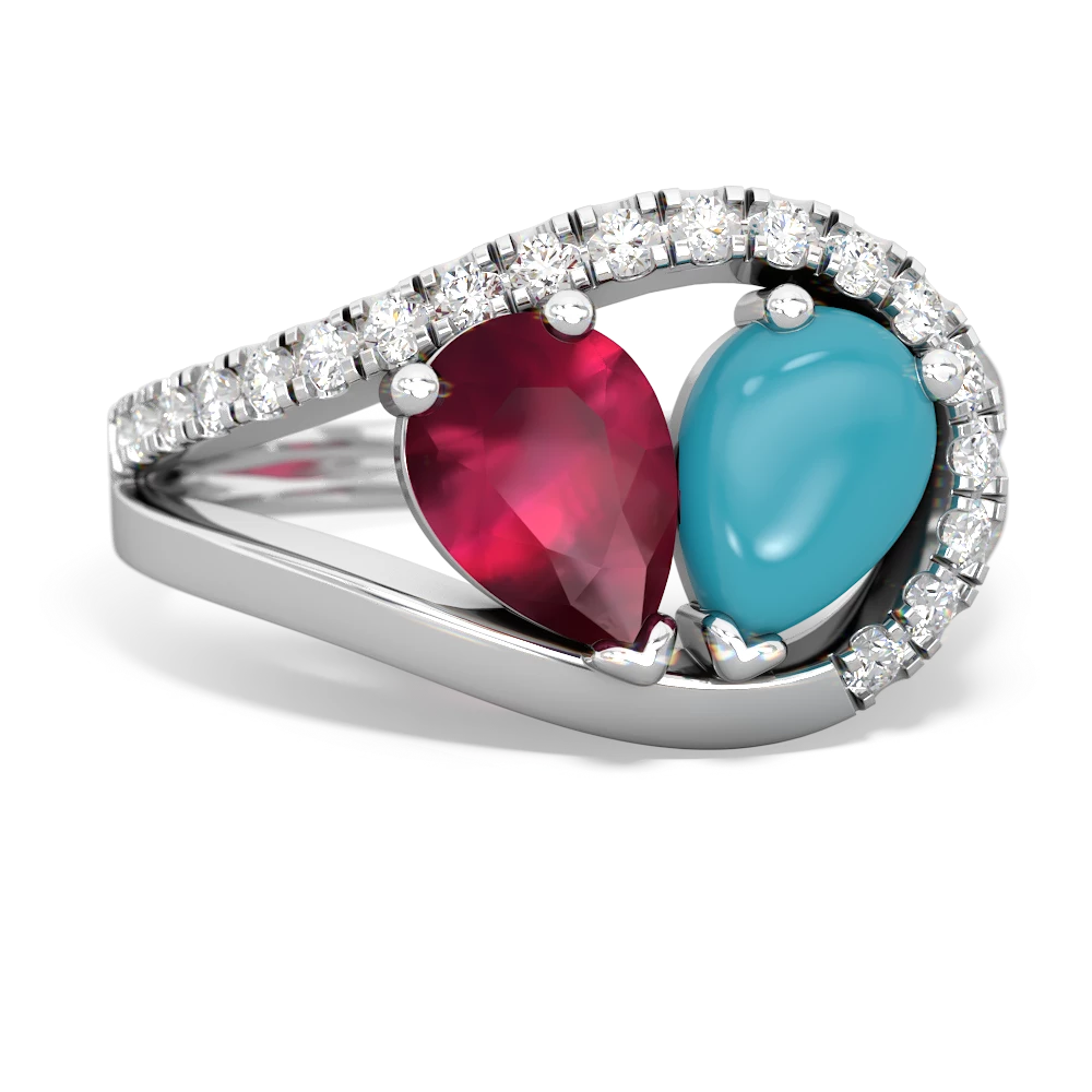 Ruby Nestled Heart Keepsake 14K White Gold ring R5650