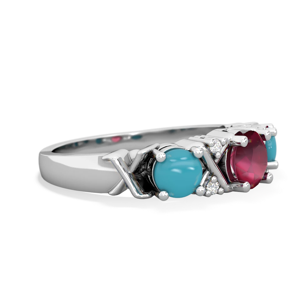 Ruby Hugs And Kisses 14K White Gold ring R5016