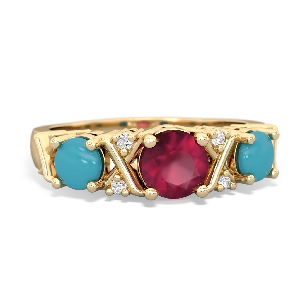 Ruby Hugs And Kisses 14K Yellow Gold ring R5016