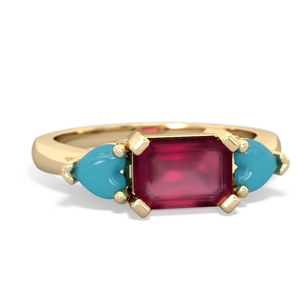 Ruby Three Stone 14K Yellow Gold ring R5235