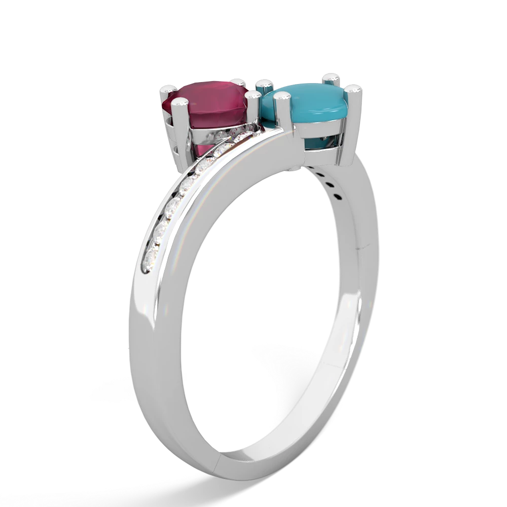 Ruby Channel Set Two Stone 14K White Gold ring R5303