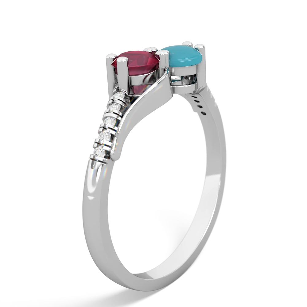 Ruby Infinity Pave Two Stone 14K White Gold ring R5285