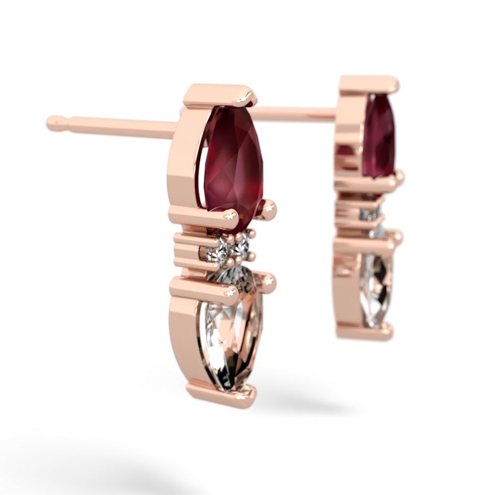 Ruby Bowtie Drop 14K Rose Gold earrings E0865
