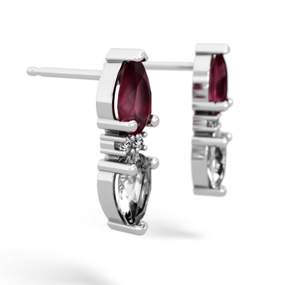 Ruby Bowtie Drop 14K White Gold earrings E0865