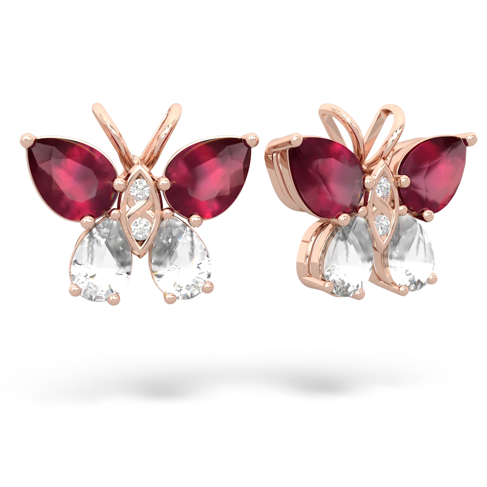 Ruby Butterfly 14K Rose Gold earrings E2215