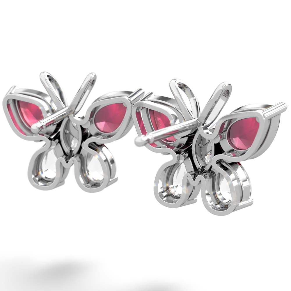 Ruby Butterfly 14K White Gold earrings E2215