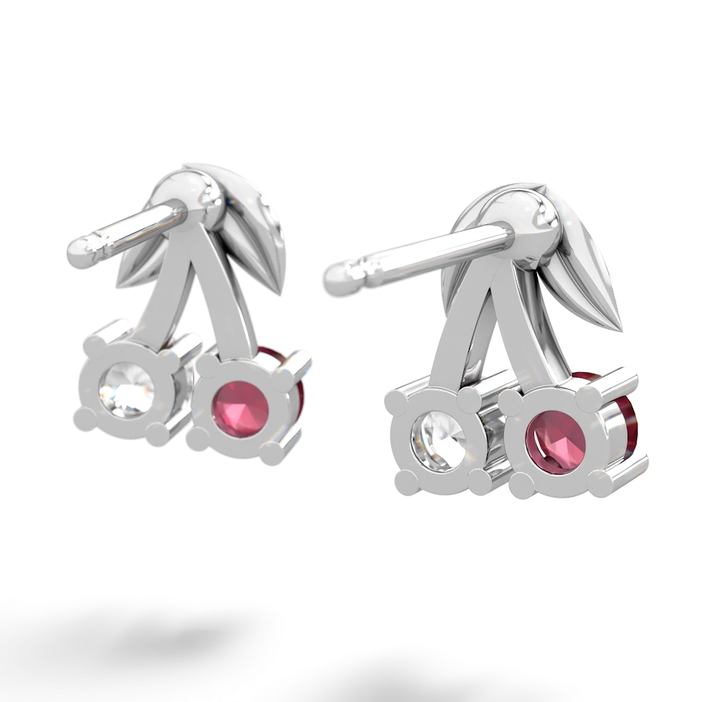 Ruby Sweet Cherries 14K White Gold earrings E7001