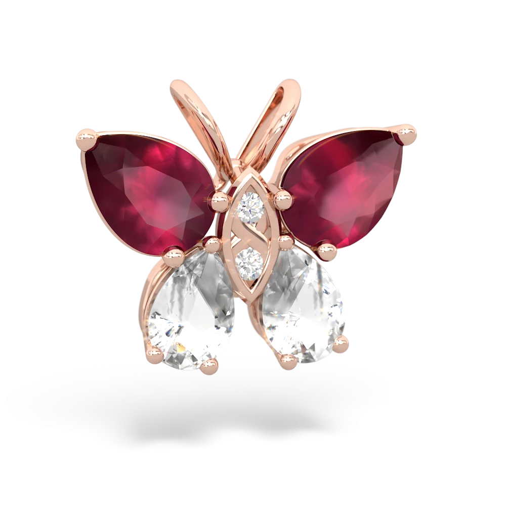 Ruby Butterfly 14K Rose Gold pendant P2215