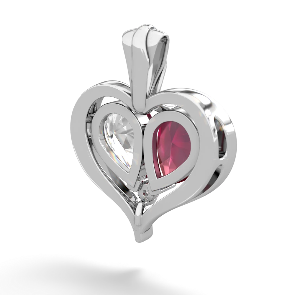 Ruby Two Become One 14K White Gold pendant P5330