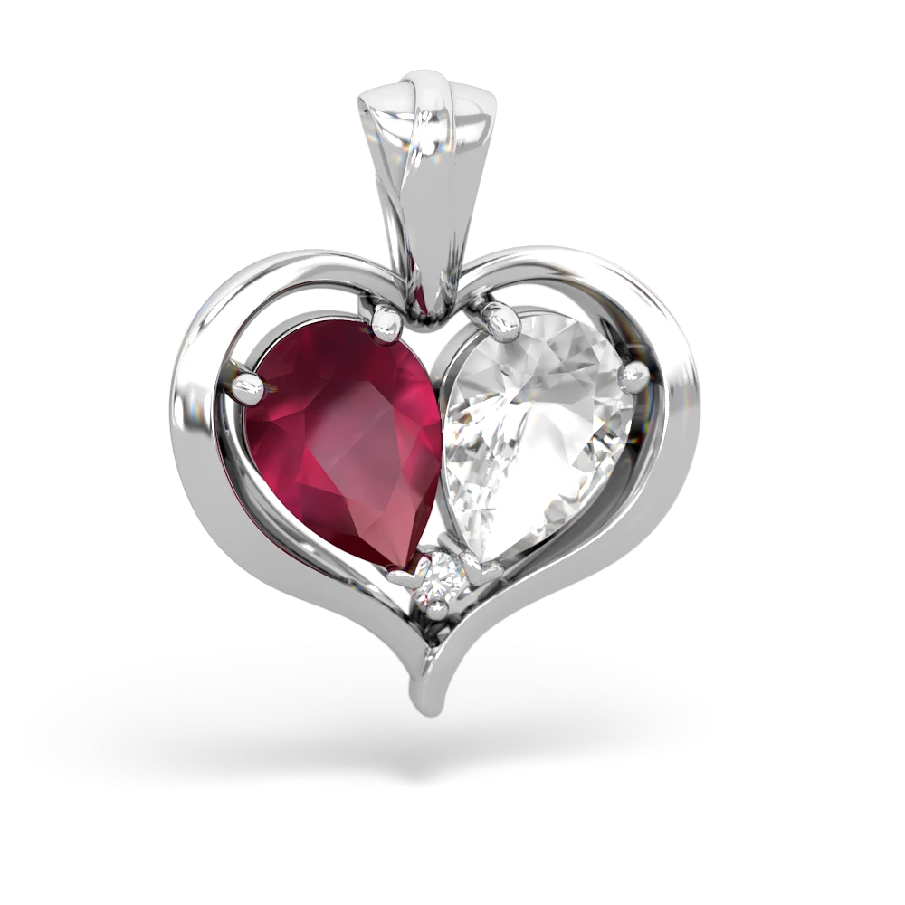 Ruby Two Become One 14K White Gold pendant P5330