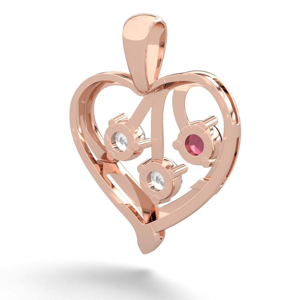 Ruby Glowing Heart 14K Rose Gold pendant P2233