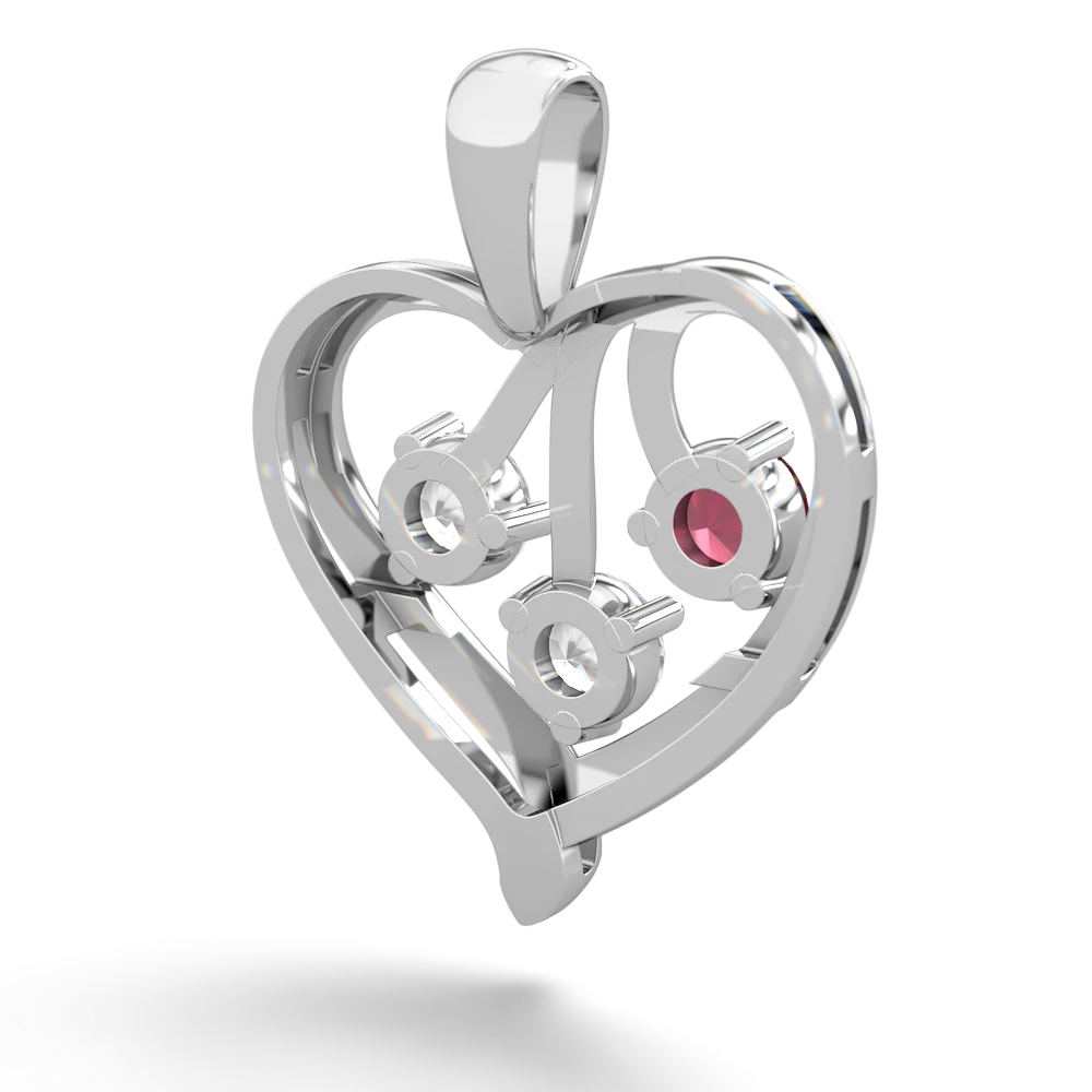 Ruby Glowing Heart 14K White Gold pendant P2233