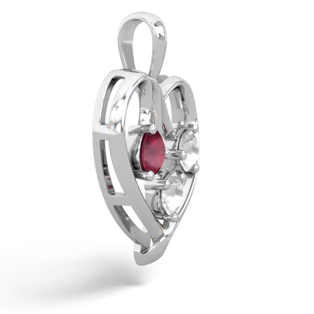 Ruby Glowing Heart 14K White Gold pendant P2233