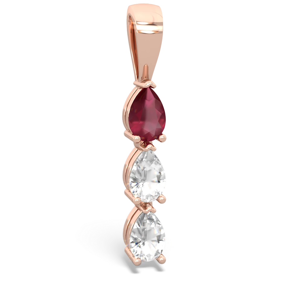 Ruby Dew Drops 14K Rose Gold pendant P2251