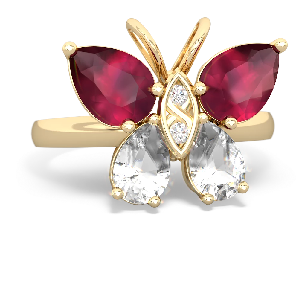 Ruby Butterfly 14K Yellow Gold ring R2215