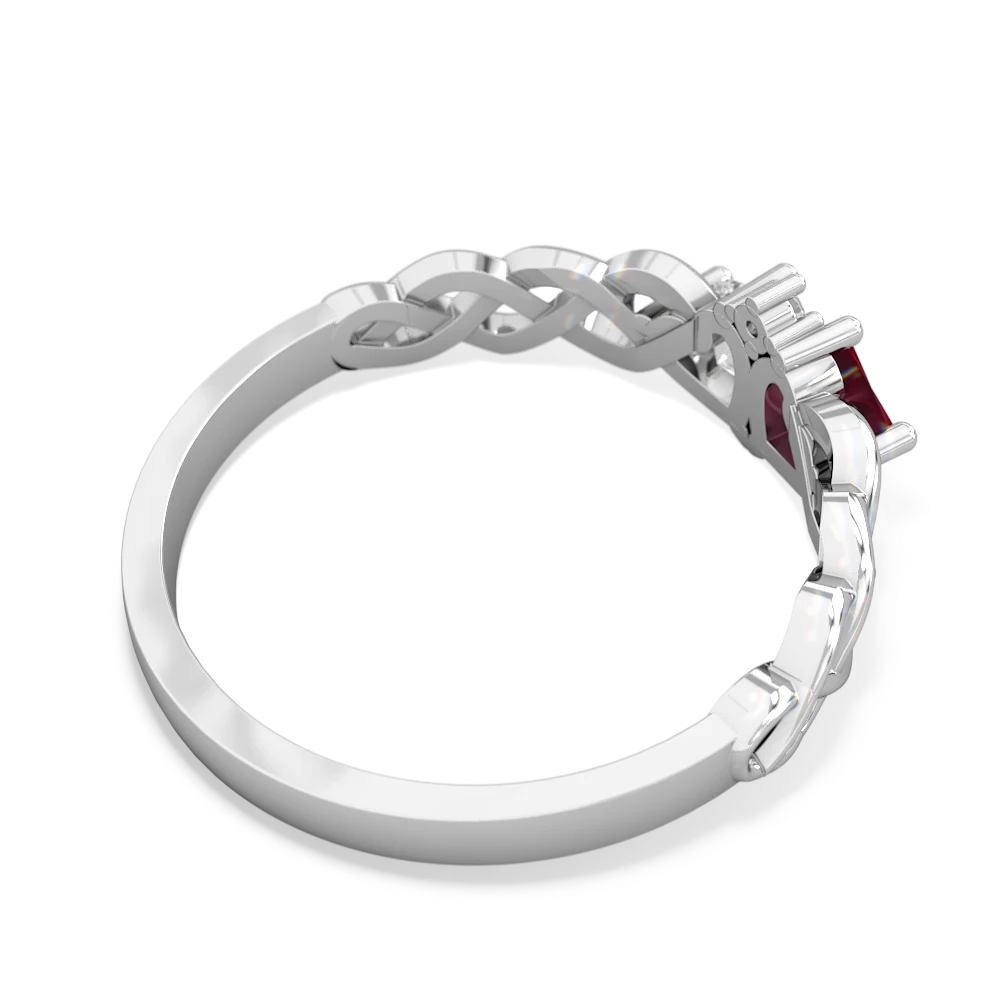 Ruby Heart To Heart Braid 14K White Gold ring R5870