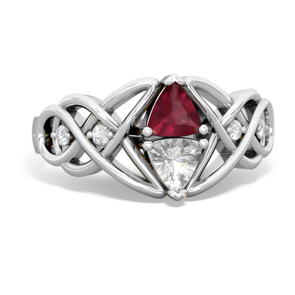 Ruby Keepsake Celtic Knot 14K White Gold ring R5300