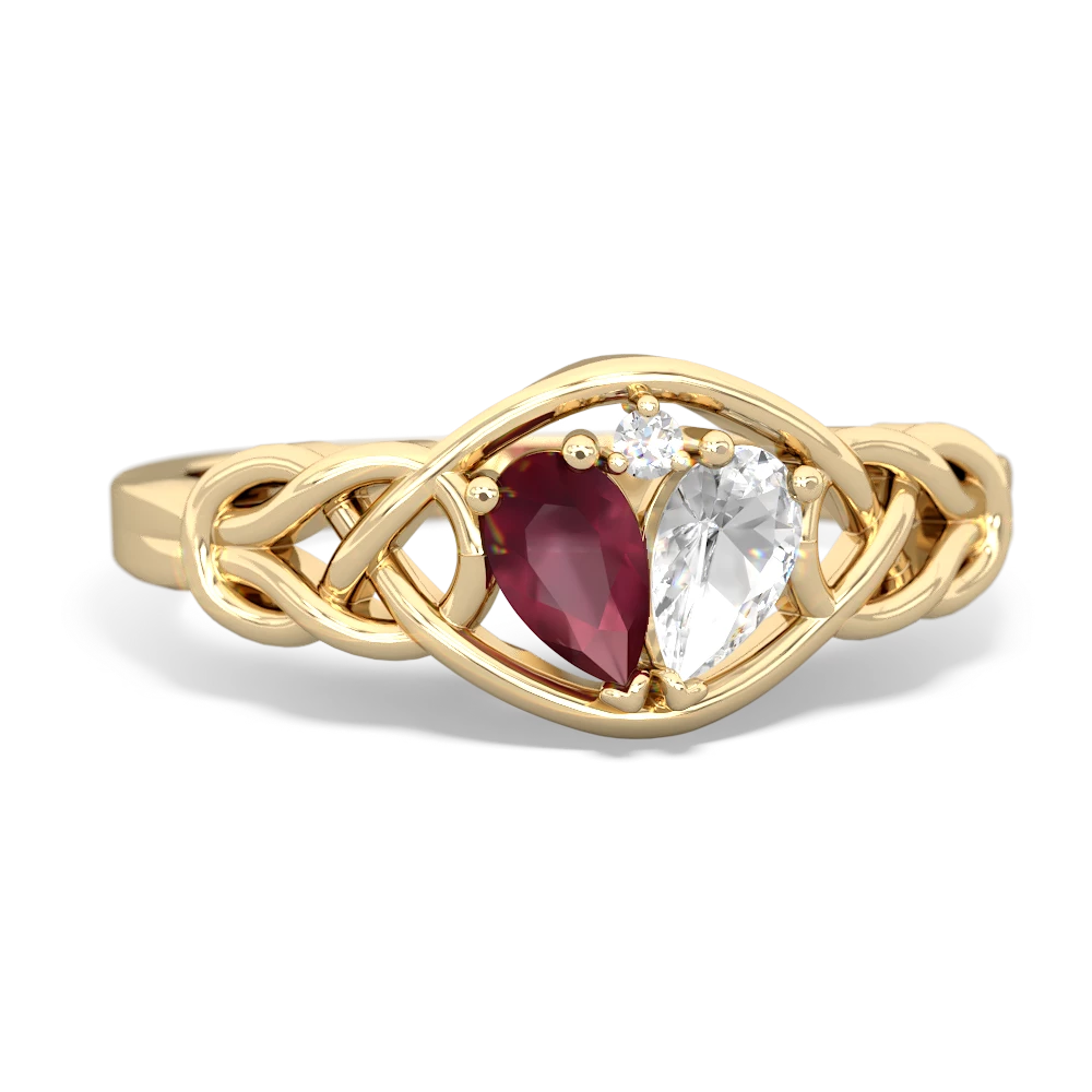 Ruby Celtic Love Knot 14K Yellow Gold ring R5420