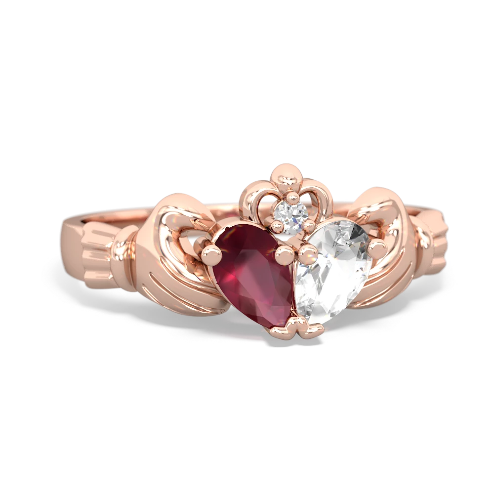 Ruby 'Our Heart' Claddagh 14K Rose Gold ring R2388