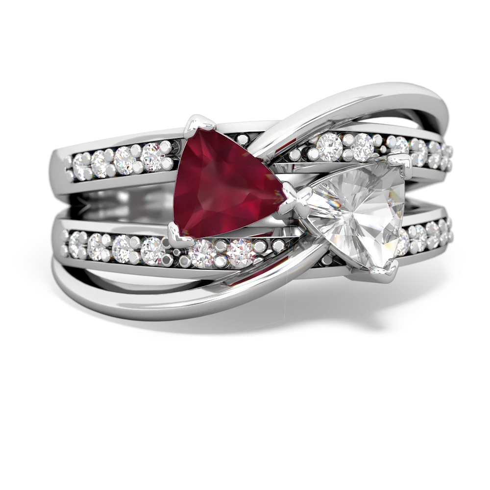 Ruby Bowtie 14K White Gold ring R2360