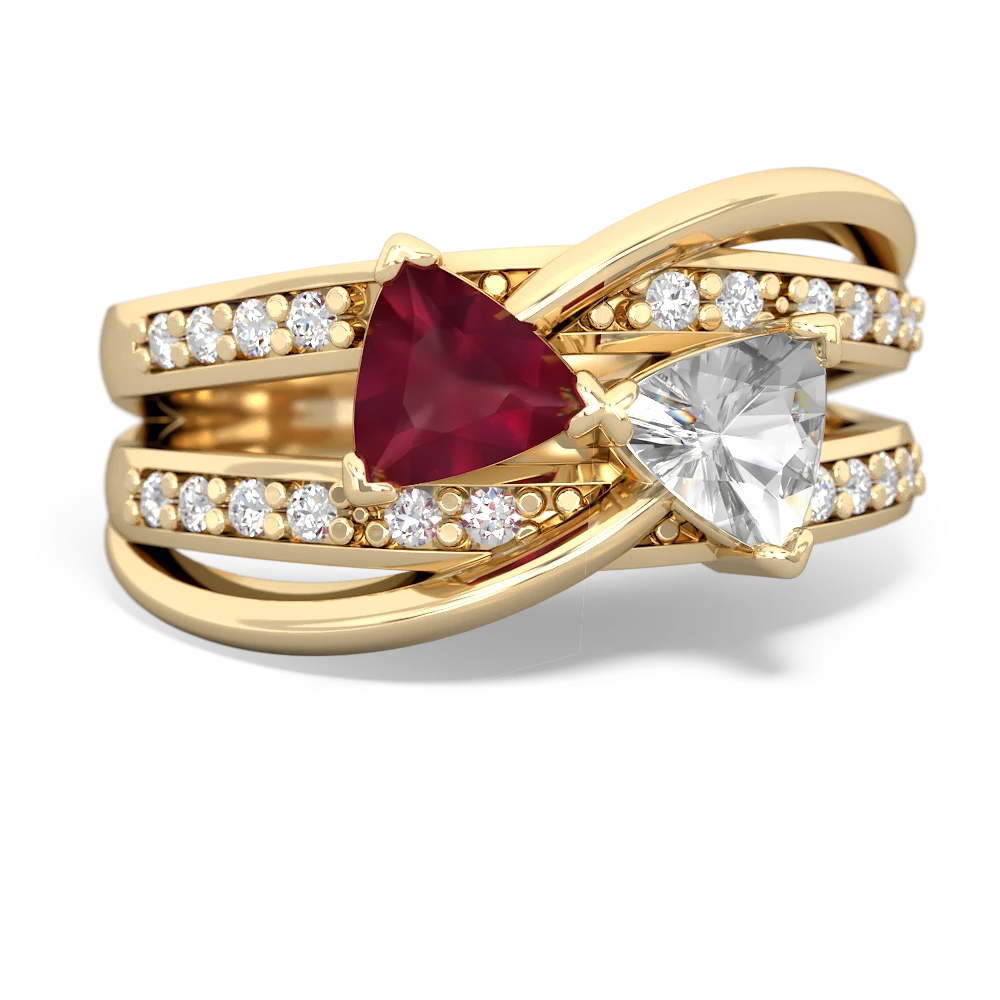 Ruby Bowtie 14K Yellow Gold ring R2360