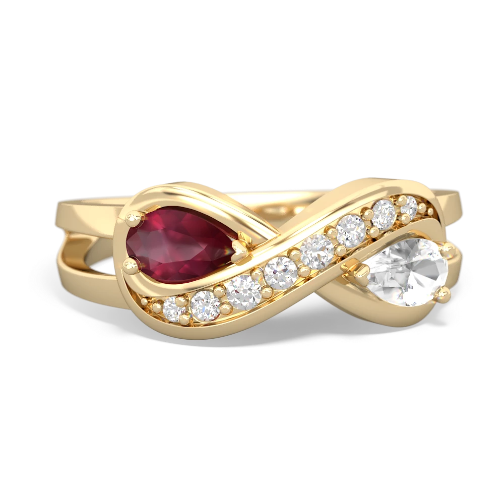 Ruby Diamond Infinity 14K Yellow Gold ring R5390