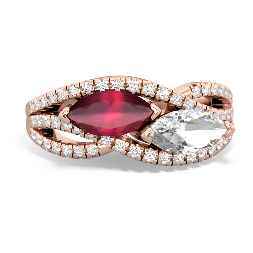 Ruby Diamond Rivers 14K Rose Gold ring R3070