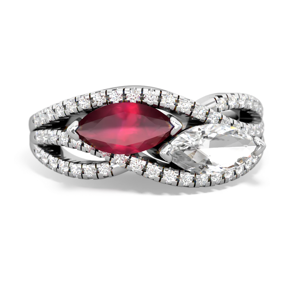 Ruby Diamond Rivers 14K White Gold ring R3070