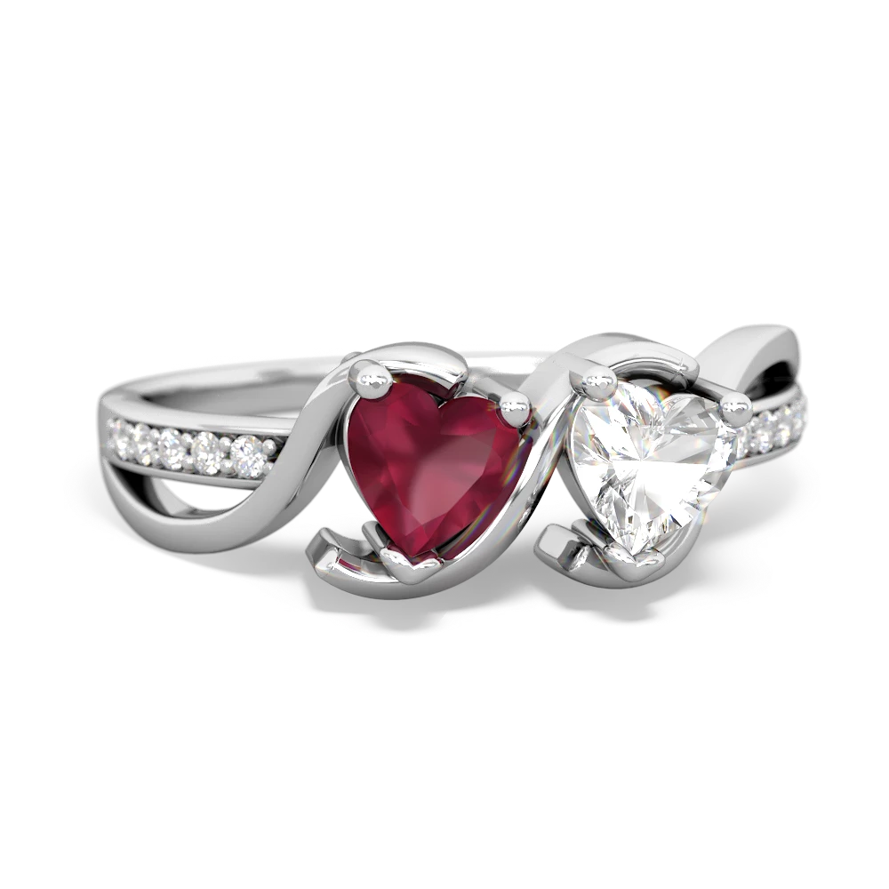 Ruby Side By Side 14K White Gold ring R3090