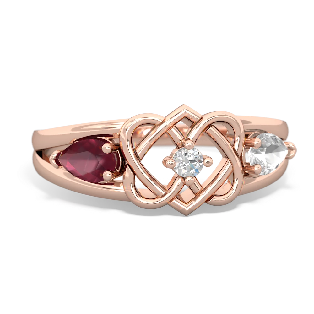 Ruby Hearts Intertwined 14K Rose Gold ring R5880