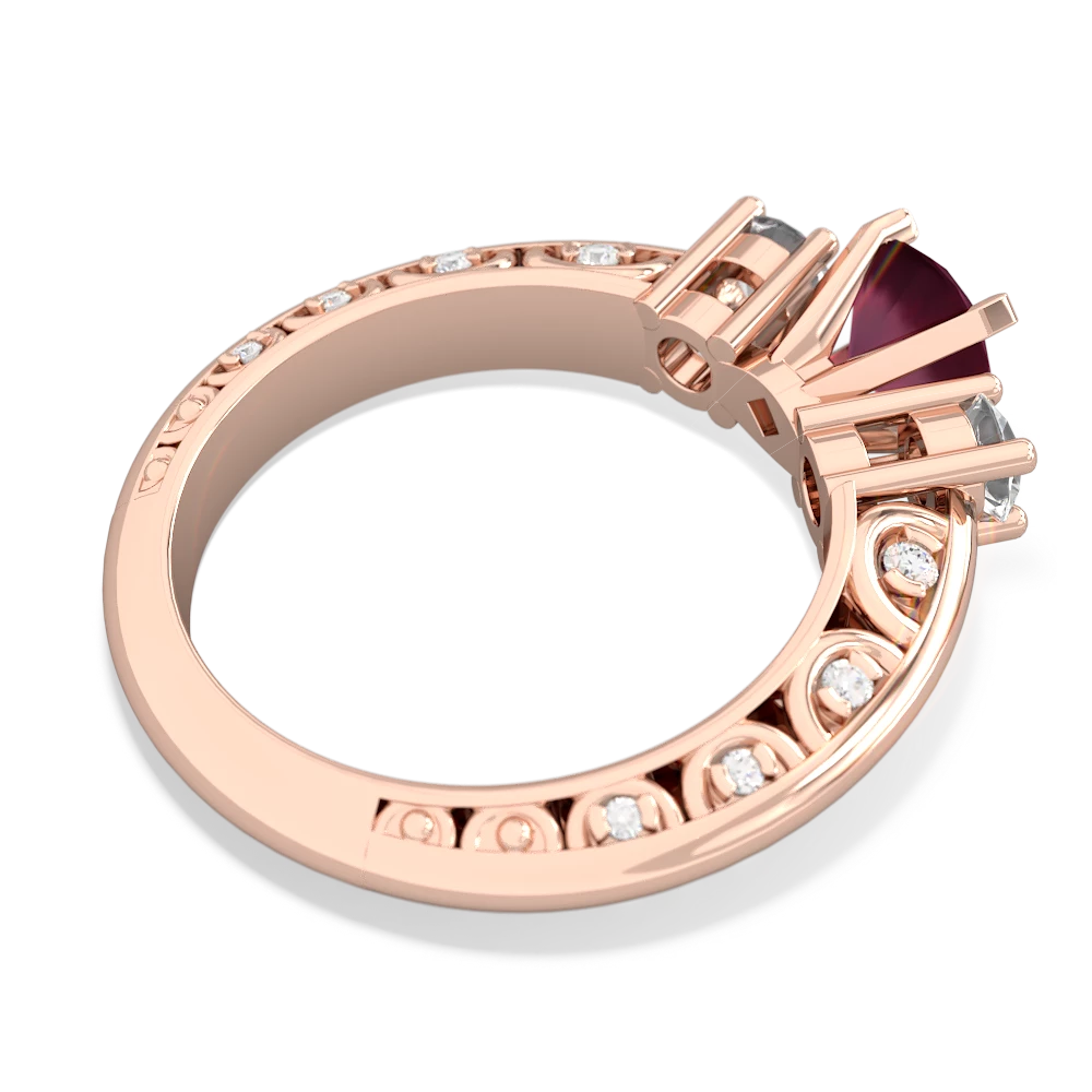 Ruby Art Deco Eternal Embrace Engagement 14K Rose Gold ring C2003