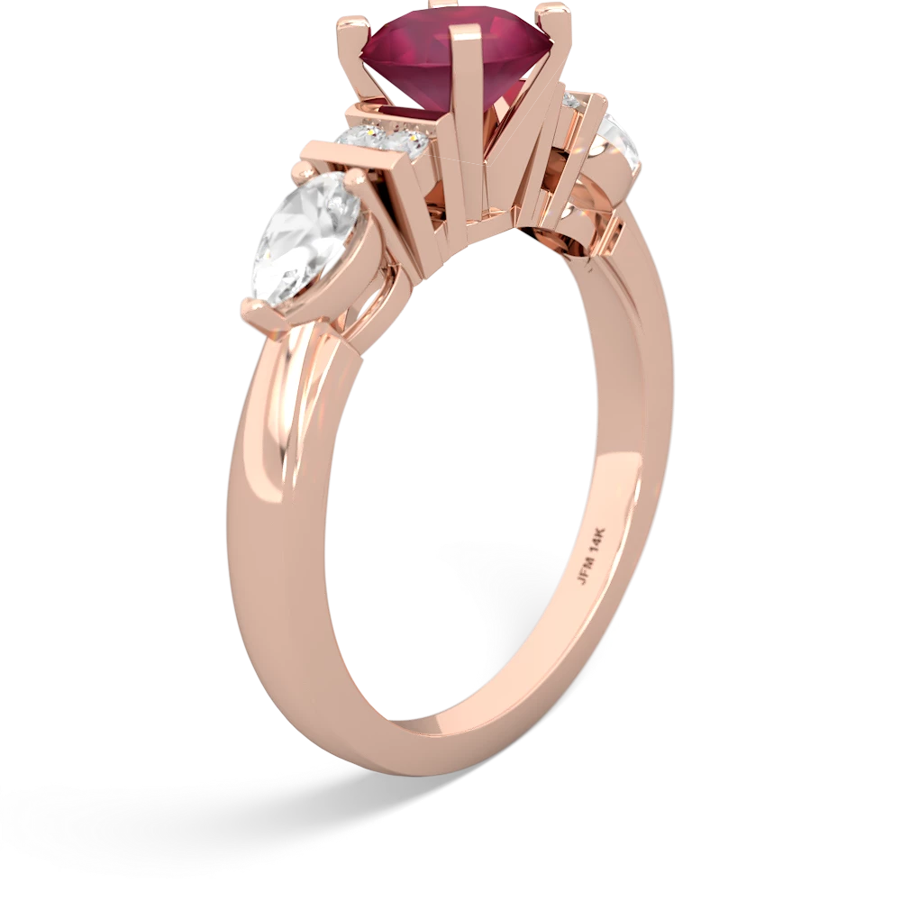 Ruby 6Mm Round Eternal Embrace Engagement 14K Rose Gold ring R2005