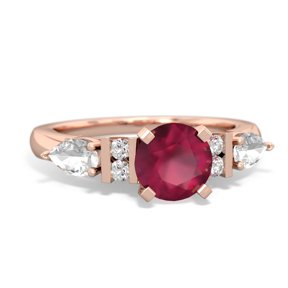 Ruby 6Mm Round Eternal Embrace Engagement 14K Rose Gold ring R2005