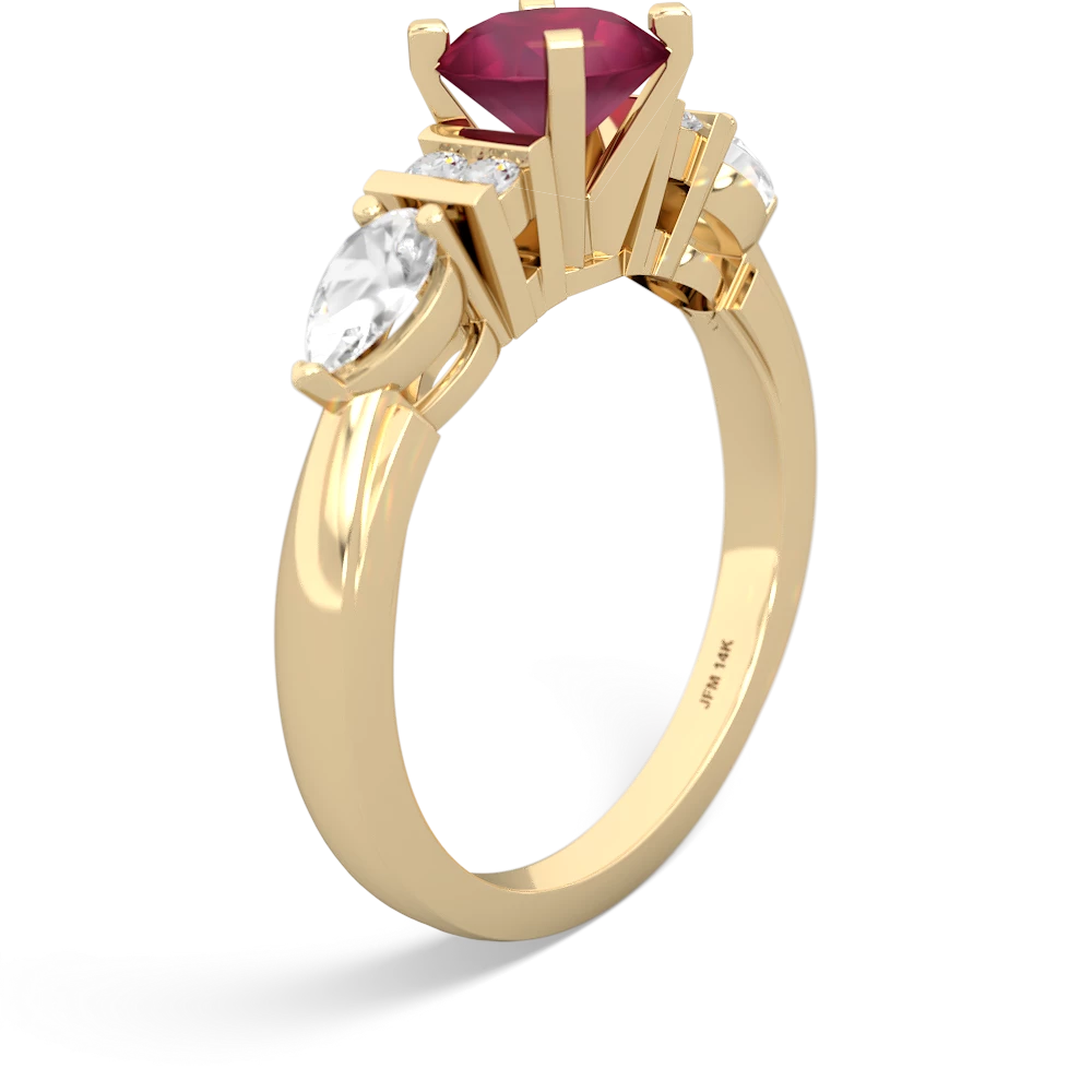 Ruby 6Mm Round Eternal Embrace Engagement 14K Yellow Gold ring R2005