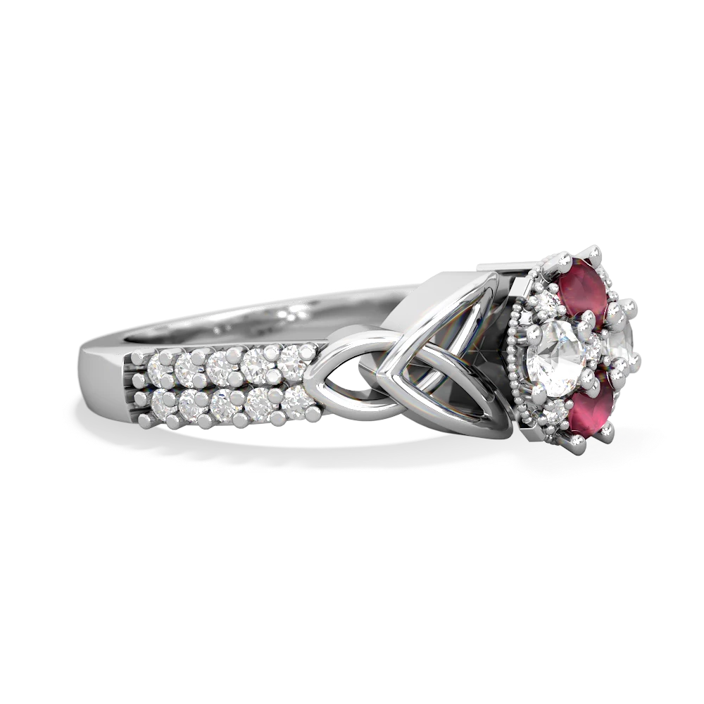 Ruby Celtic Knot Cluster Engagement 14K White Gold ring R26443RD