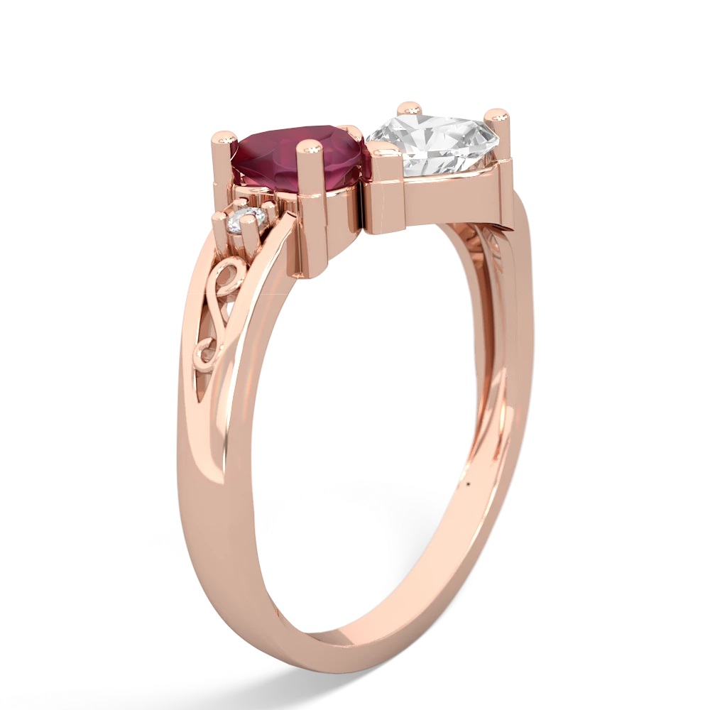 Ruby Snuggling Hearts 14K Rose Gold ring R2178