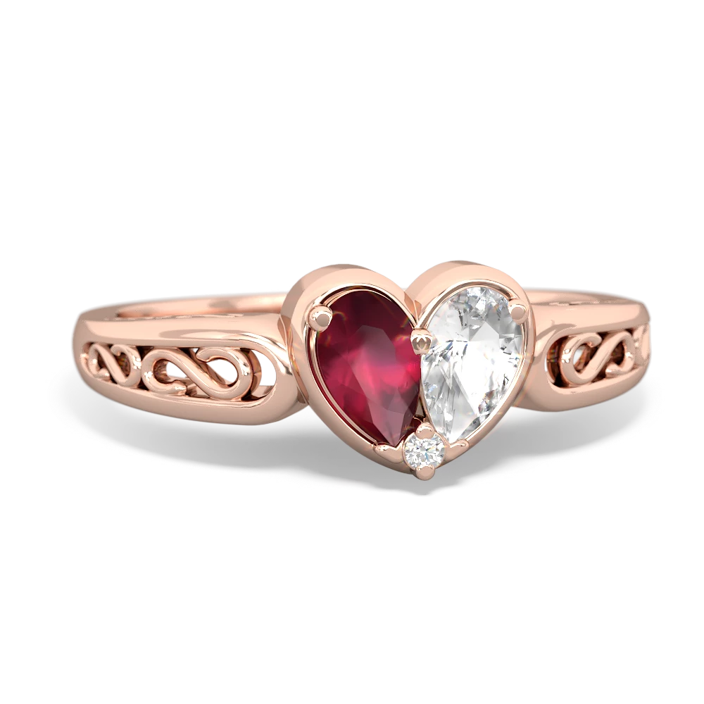 Ruby Filligree 'One Heart' 14K Rose Gold ring R5070