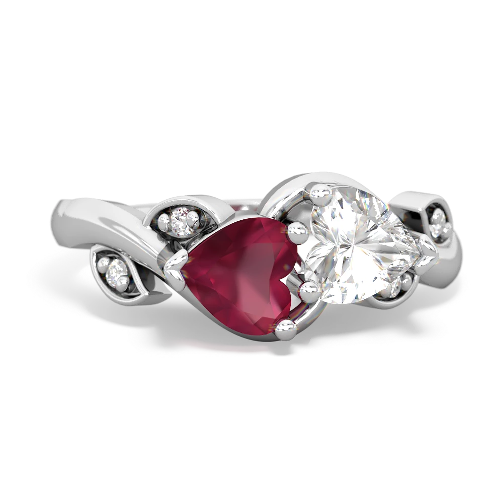 Ruby Floral Elegance 14K White Gold ring R5790