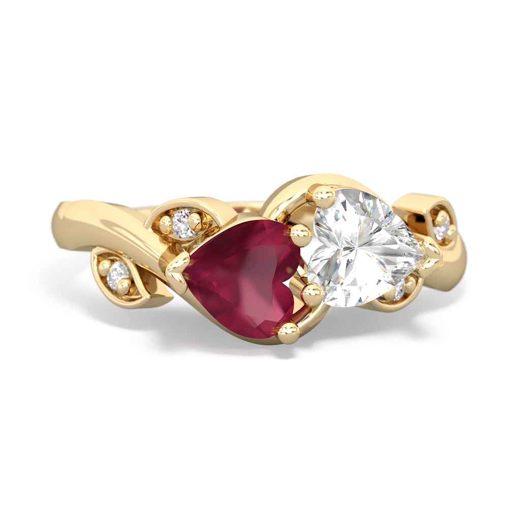 Ruby Floral Elegance 14K Yellow Gold ring R5790