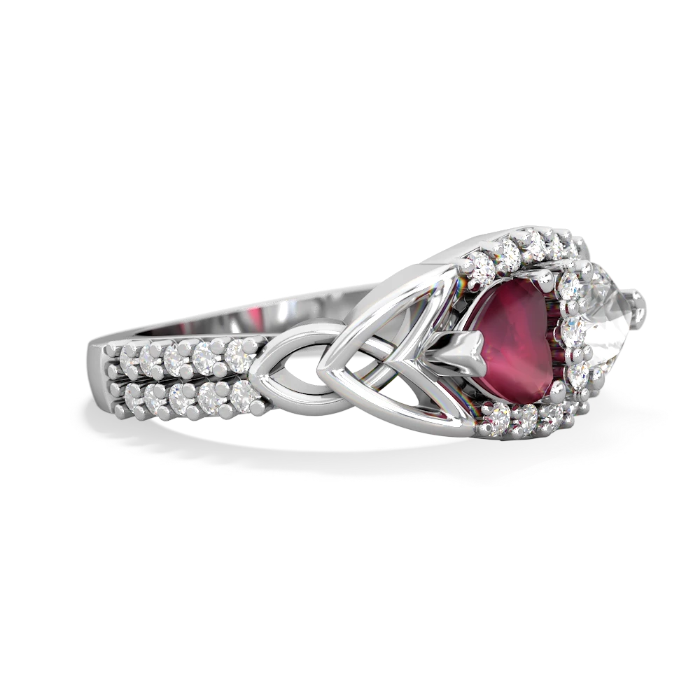 Ruby Sparkling Celtic Knot 14K White Gold ring R2645