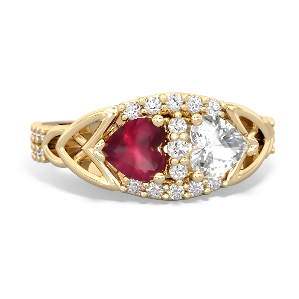 Ruby Sparkling Celtic Knot 14K Yellow Gold ring R2645